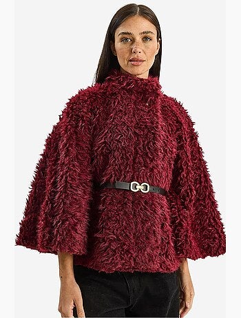 Cappotto oversize in peluche con colletto da giacca lucci