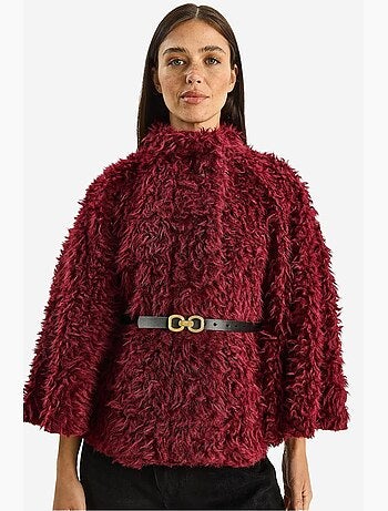 Cappotto oversize in peluche con colletto da giacca lucci