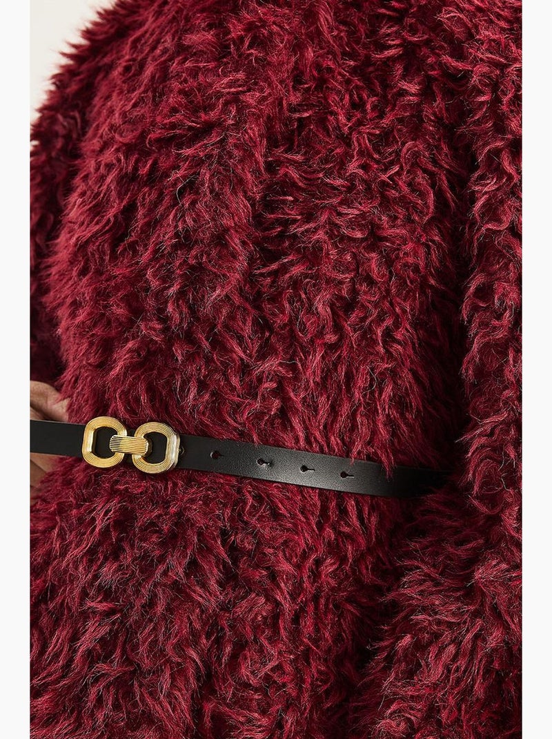 Cappotto oversize in peluche con colletto da giacca lucci Rosso bordeaux - Kiabi