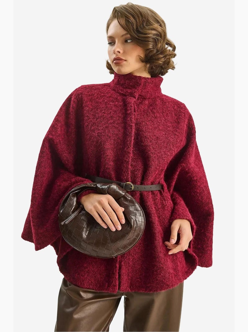 Cappotto oversize testurizzato con chiusura a bottoni lucci Rosso bordeaux - Kiabi