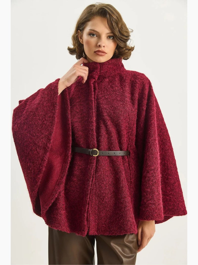 Cappotto oversize testurizzato con chiusura a bottoni lucci Rosso bordeaux - Kiabi