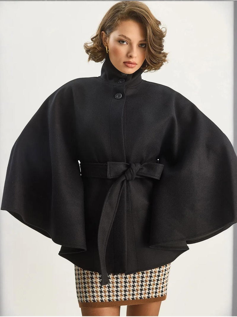 Cappotto poncho con chiusura a laccio lucci Nero - Kiabi