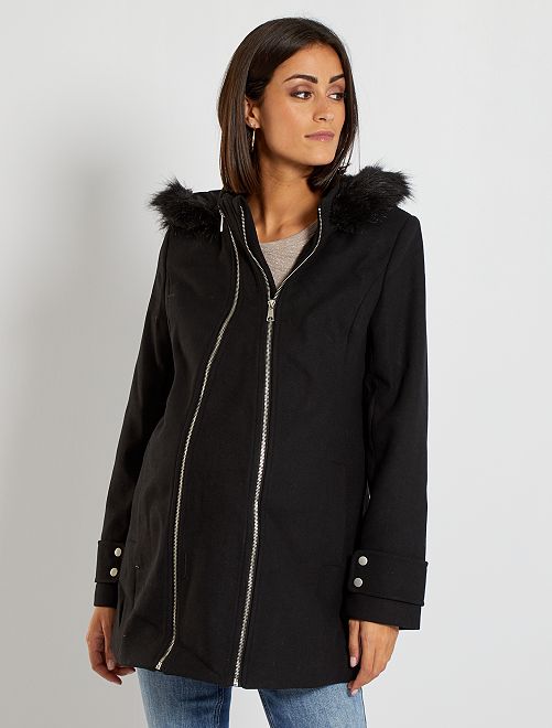 Cappotto premaman con cappuccio stile lana - nero - Kiabi - 40.00€