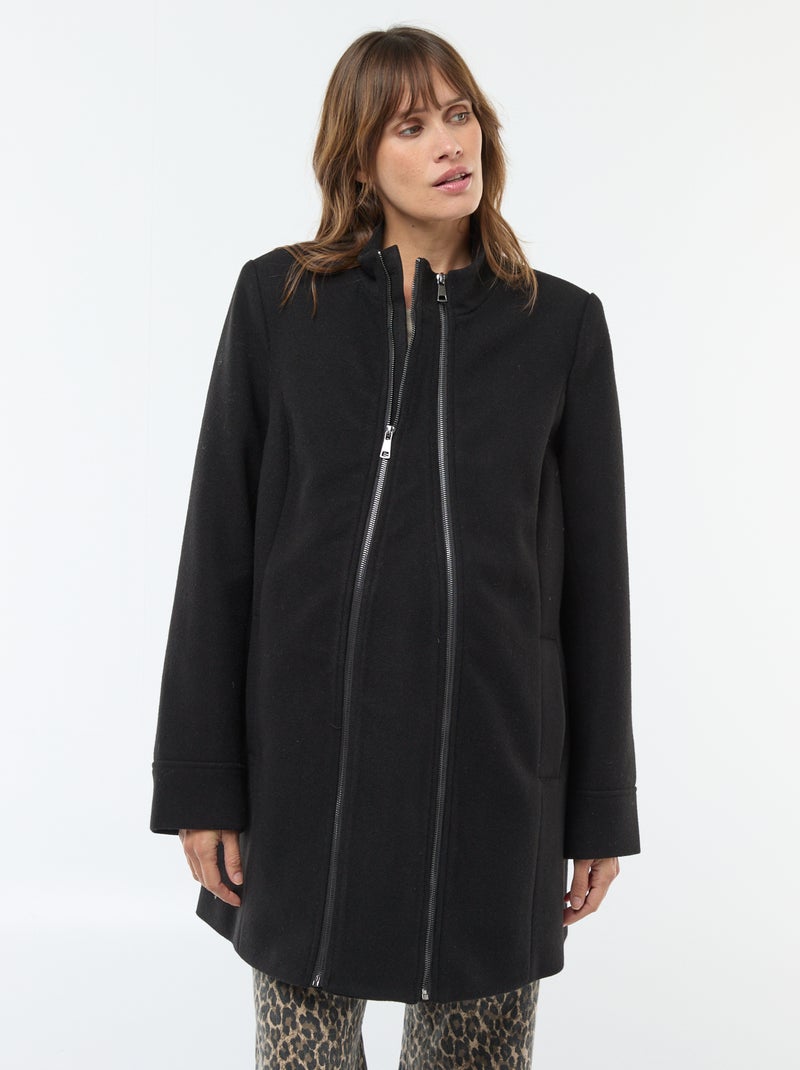 Cappotto premaman in lanetta nero - Kiabi