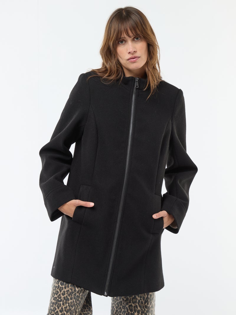 Cappotto premaman in lanetta nero - Kiabi