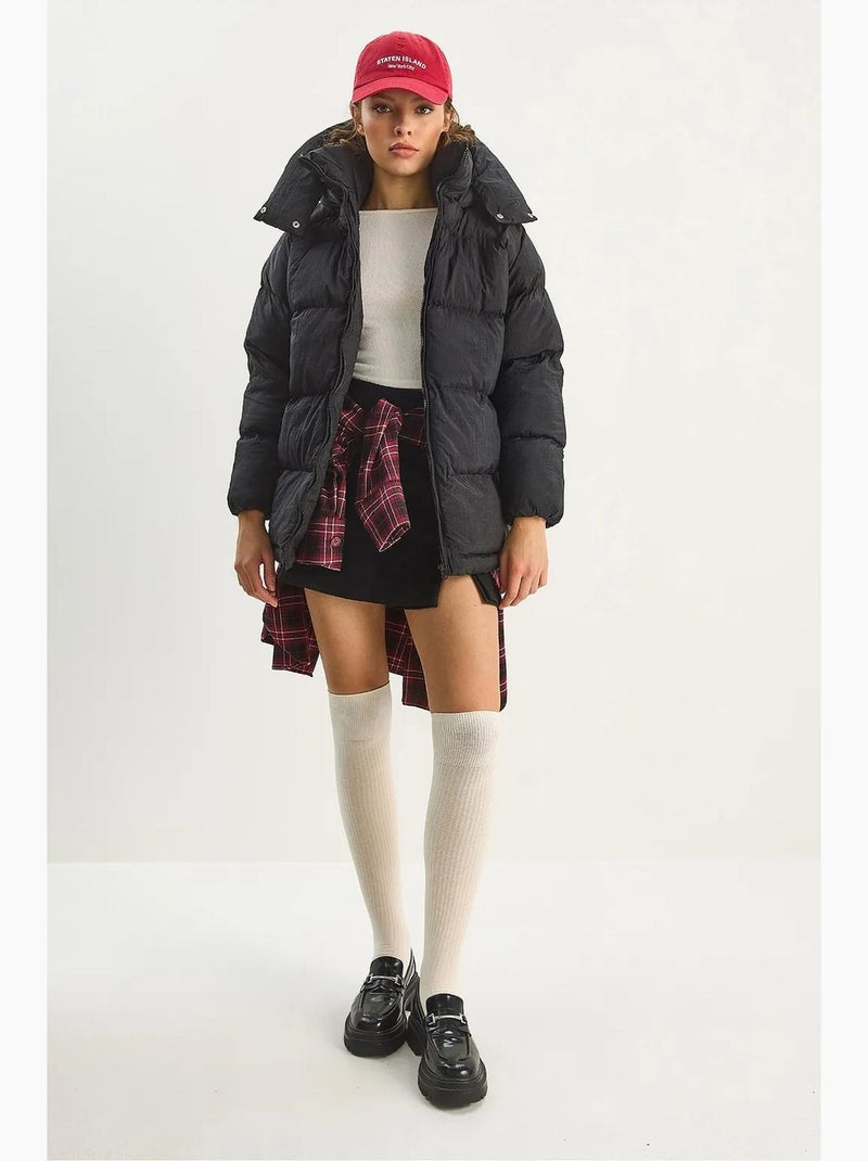 Cappotto puffer oversize con cappuccio lucci Nero - Kiabi