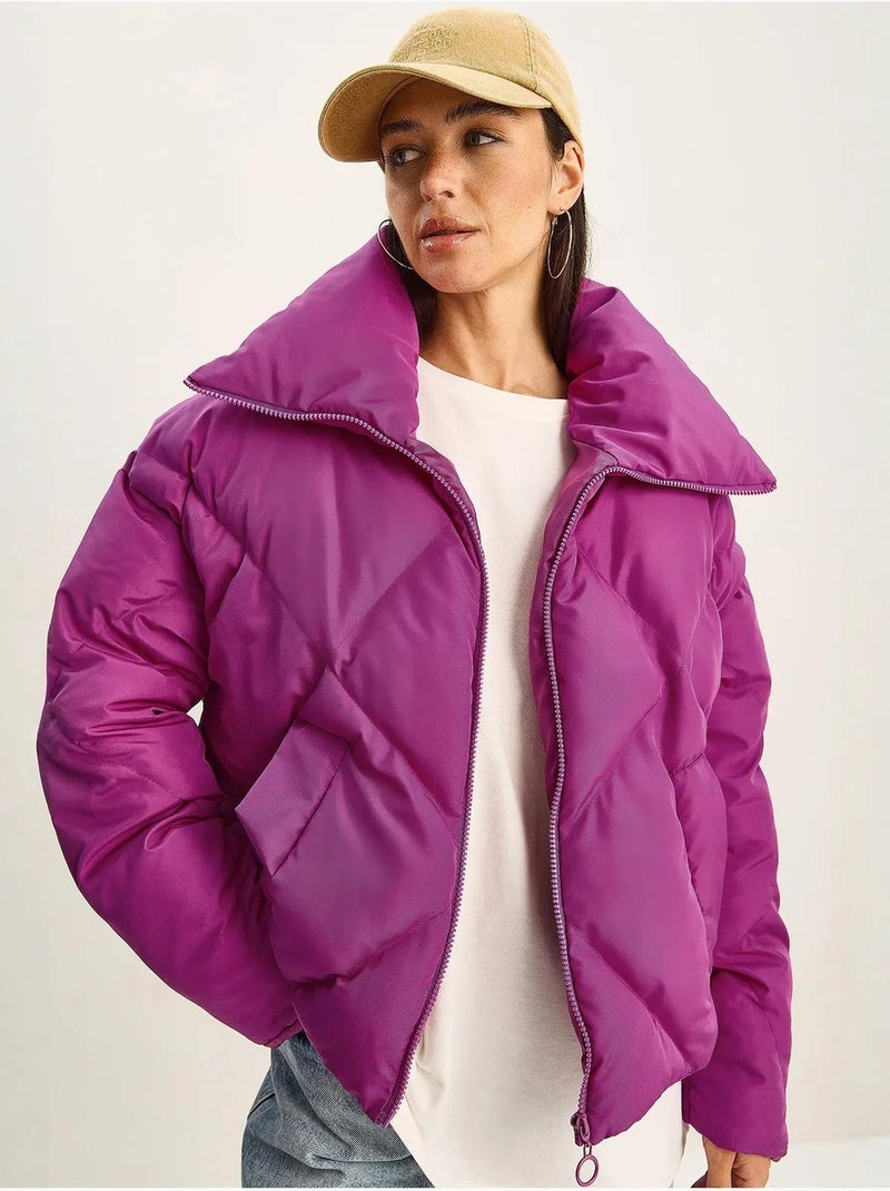 Cappotto puffer oversize lucci Magenta - Kiabi