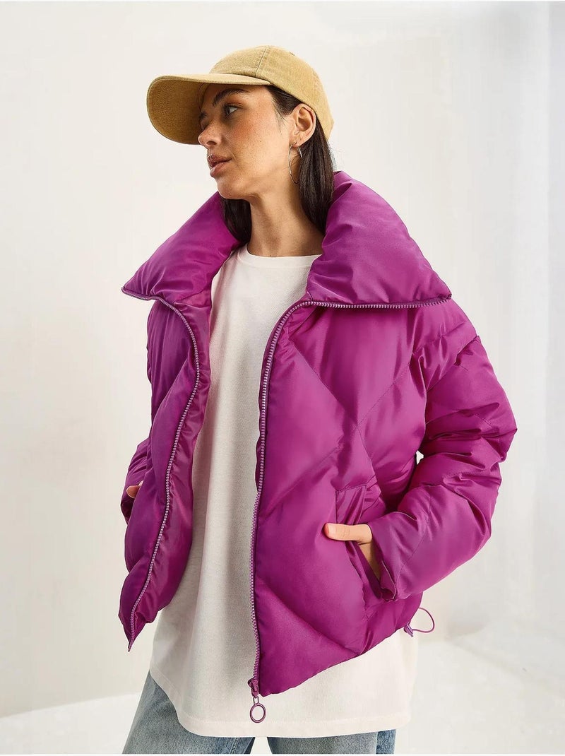 Cappotto puffer oversize lucci Magenta - Kiabi