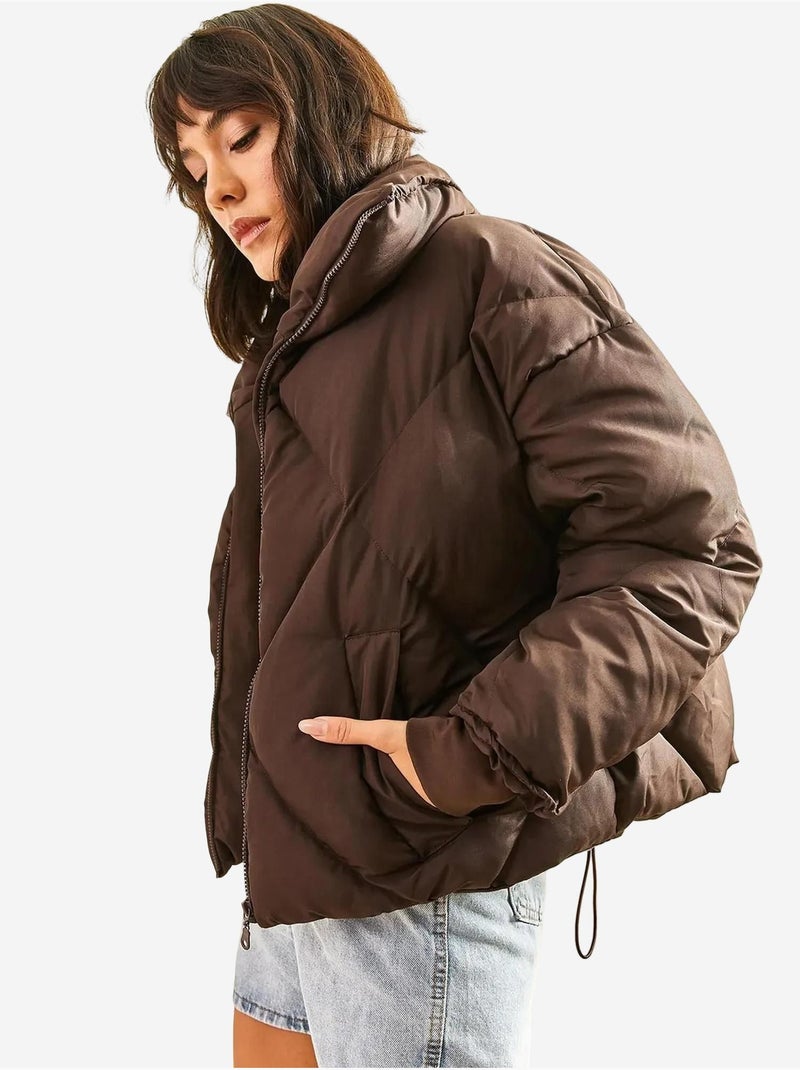 Cappotto puffer oversize lucci Marrone cioccolato - Kiabi