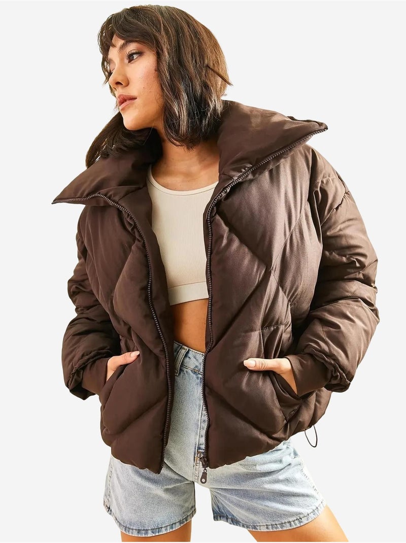 Cappotto puffer oversize lucci Marrone cioccolato - Kiabi
