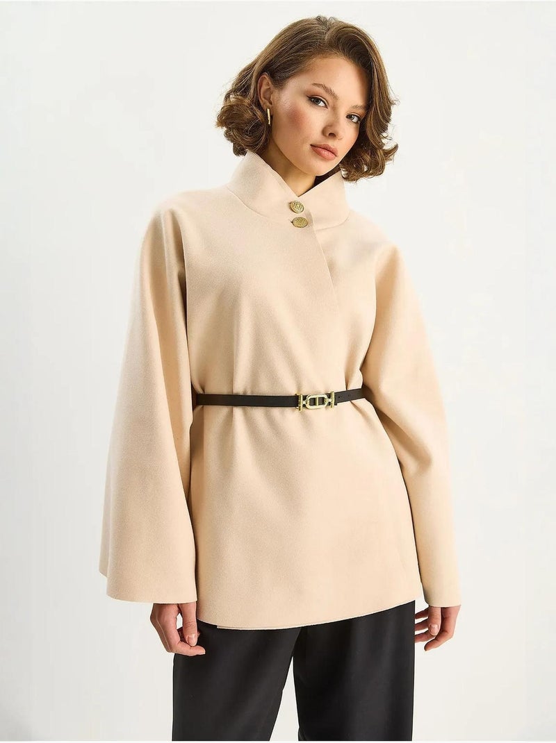 Cappotto testurizzato con chiusura a bottoni lucci Beige argilla - Kiabi