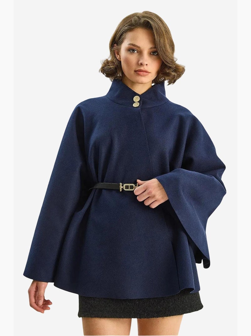 Cappotto testurizzato con chiusura a bottoni lucci Blu marino - Kiabi