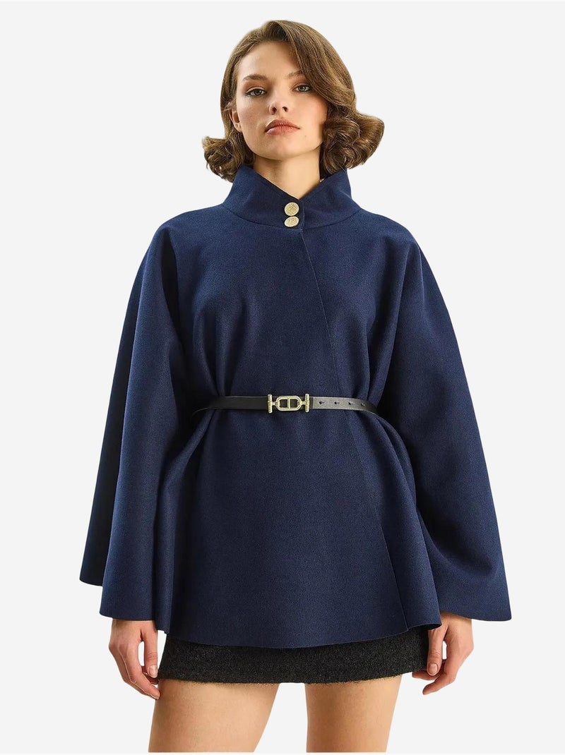 Cappotto testurizzato con chiusura a bottoni lucci Blu marino - Kiabi