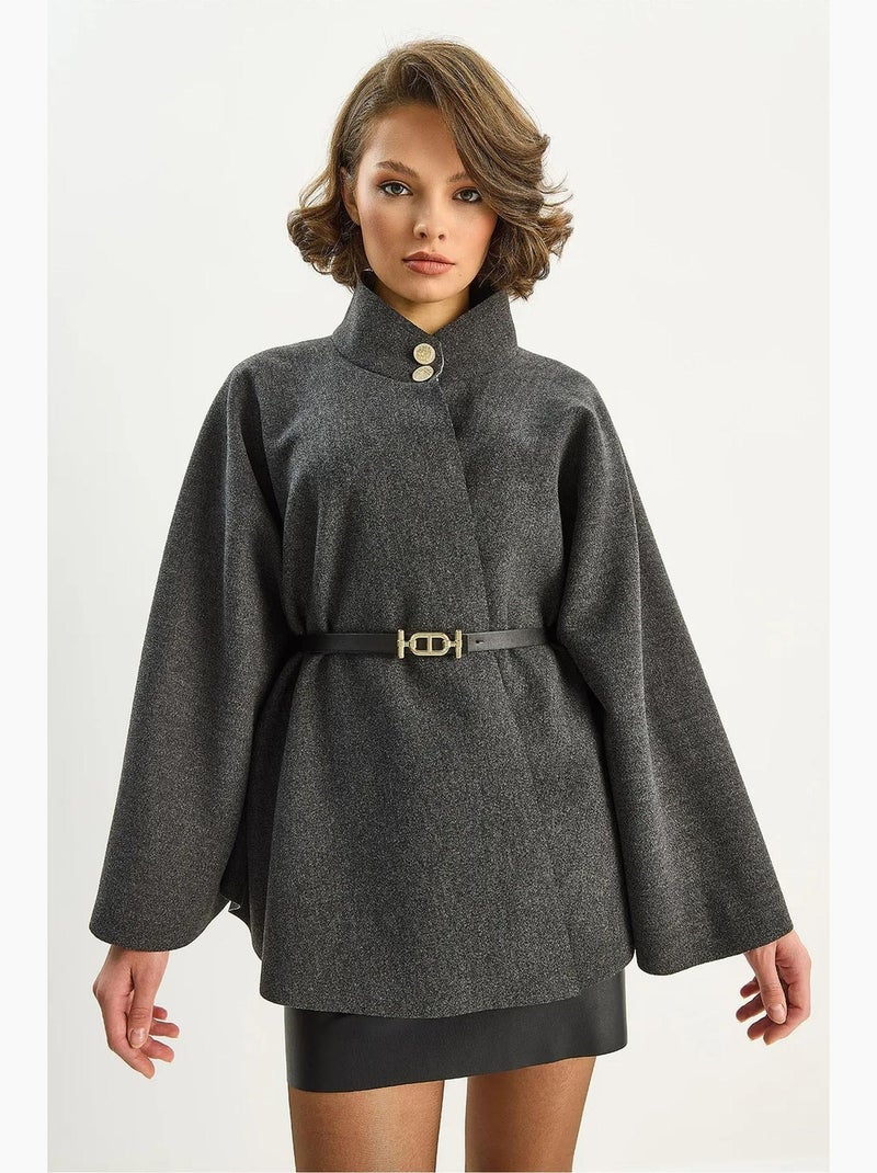 Cappotto testurizzato con chiusura a bottoni lucci Grigio nero - Kiabi