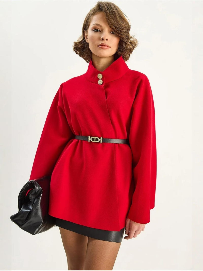 Cappotto testurizzato con chiusura a bottoni lucci Rosso - Kiabi
