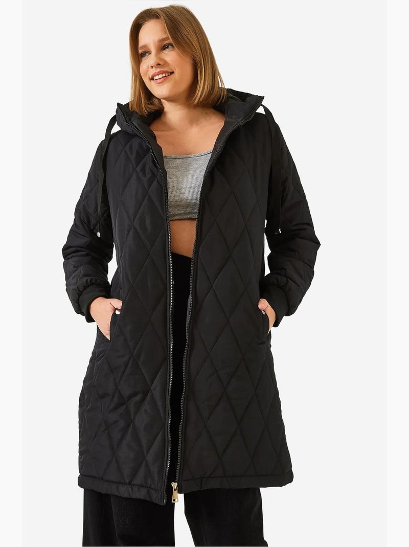Cappotto trapuntato con cappuccio lucci Nero - Kiabi