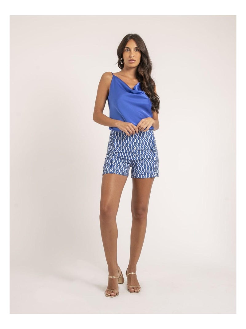 Caraco in satin con scollo a tulipano FLAMELL Blu reale - Kiabi