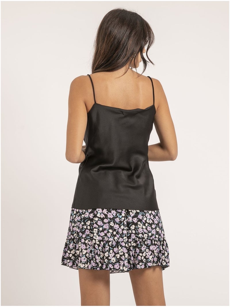 Caraco in satin con scollo a tulipano flamell Nero - Kiabi