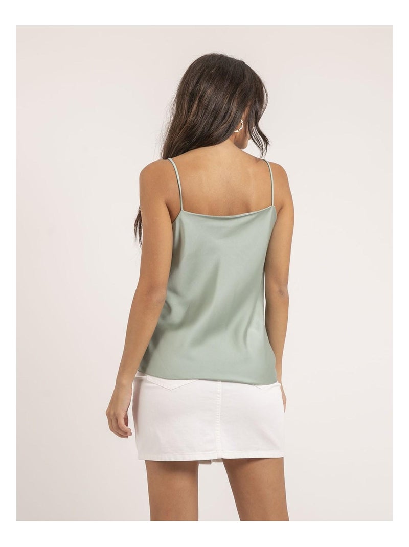 Caraco in satin con scollo a tulipano flamell Verde acqua - Kiabi