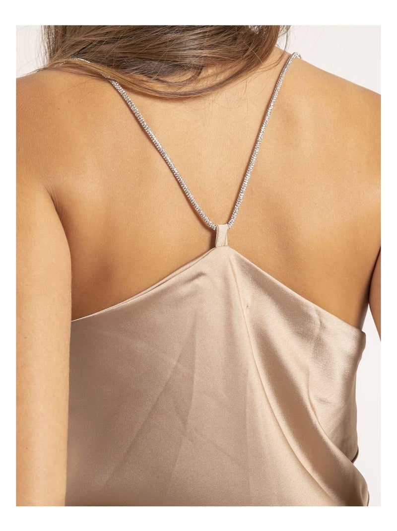 Caraco in satin con scollo a tulipano FOLINE Beige - Kiabi