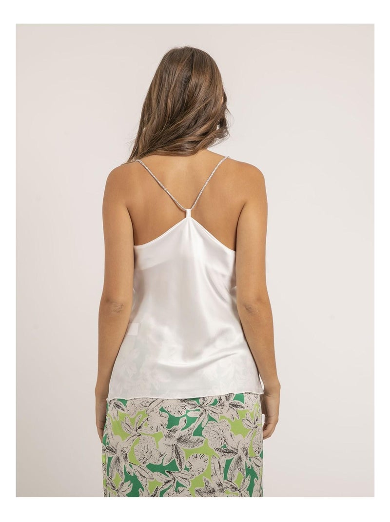 Caraco in satin con scollo a tulipano FOLINE Bianco - Kiabi