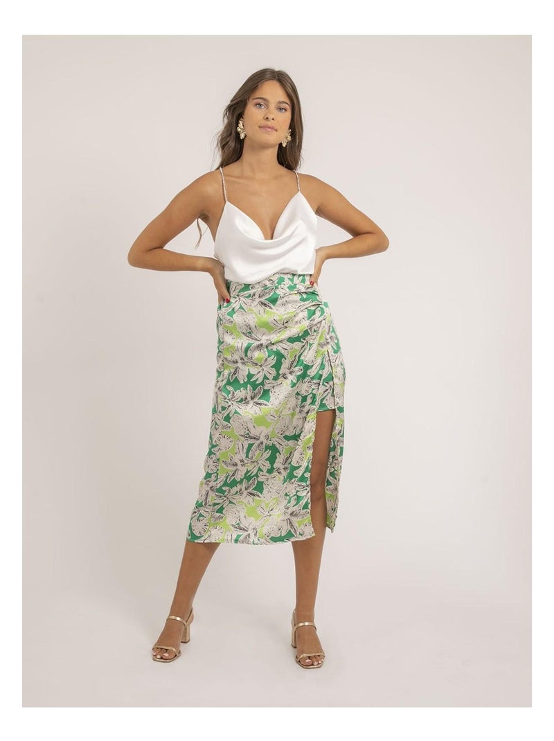 Caraco in satin con scollo a tulipano FOLINE Bianco - Kiabi