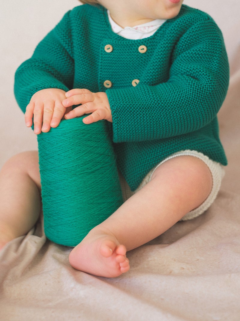 Cardigan a 4 Bottoni in Cotone Biologico Verde - Kiabi