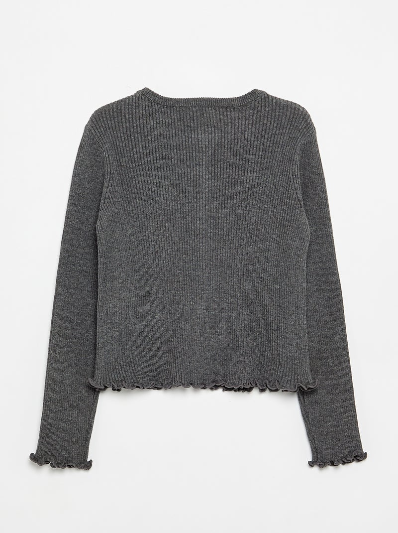 Cardigan a coste a maniche lunghe Grigio - Kiabi