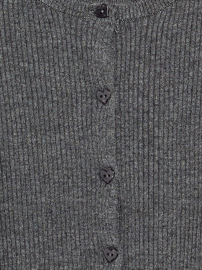 Cardigan a coste a maniche lunghe Grigio - Kiabi