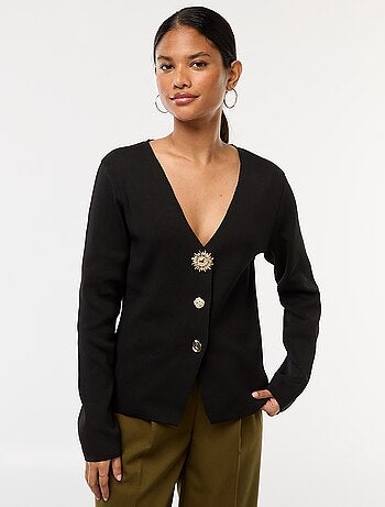 Cardigan a coste a maniche lunghe