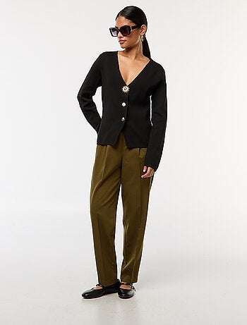 Cardigan a coste a maniche lunghe