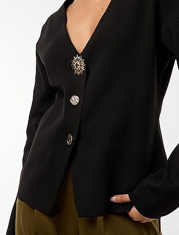 Cardigan a coste a maniche lunghe