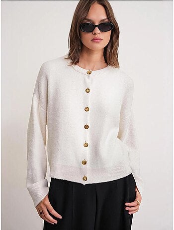 Cardigan a coste con bottoni mixray