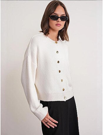 Cardigan a coste con bottoni mixray