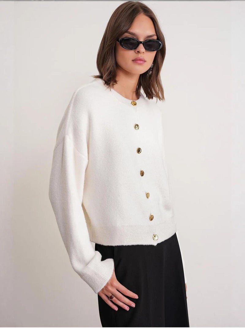 Cardigan a coste con bottoni mixray Avorio - Kiabi