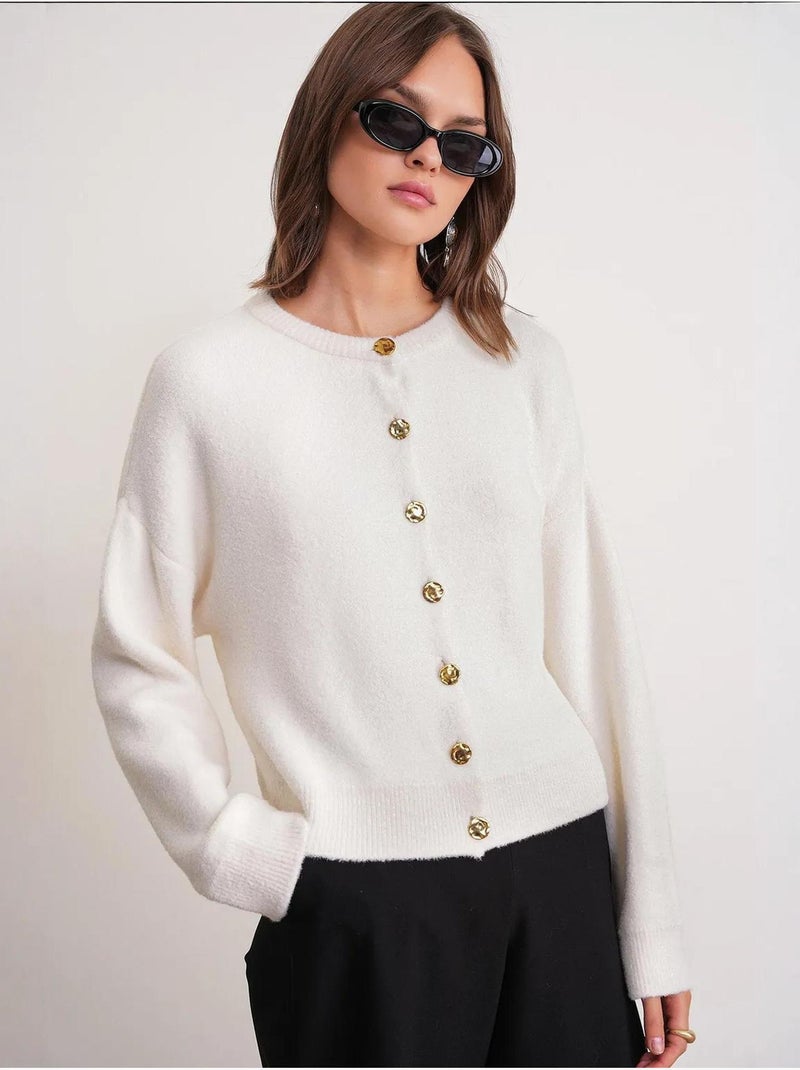 Cardigan a coste con bottoni mixray Avorio - Kiabi