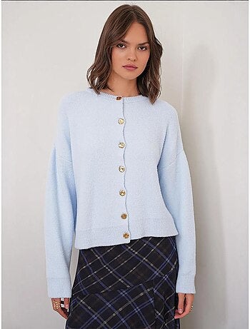 Cardigan a coste con bottoni mixray