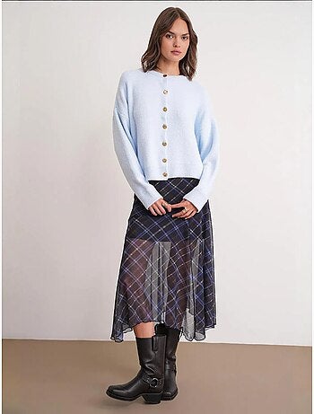 Cardigan a coste con bottoni mixray