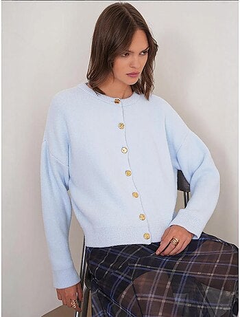 Cardigan a coste con bottoni mixray