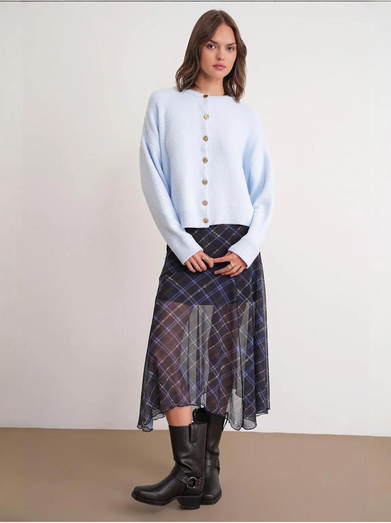 Cardigan a coste con bottoni mixray Blu cielo - Kiabi