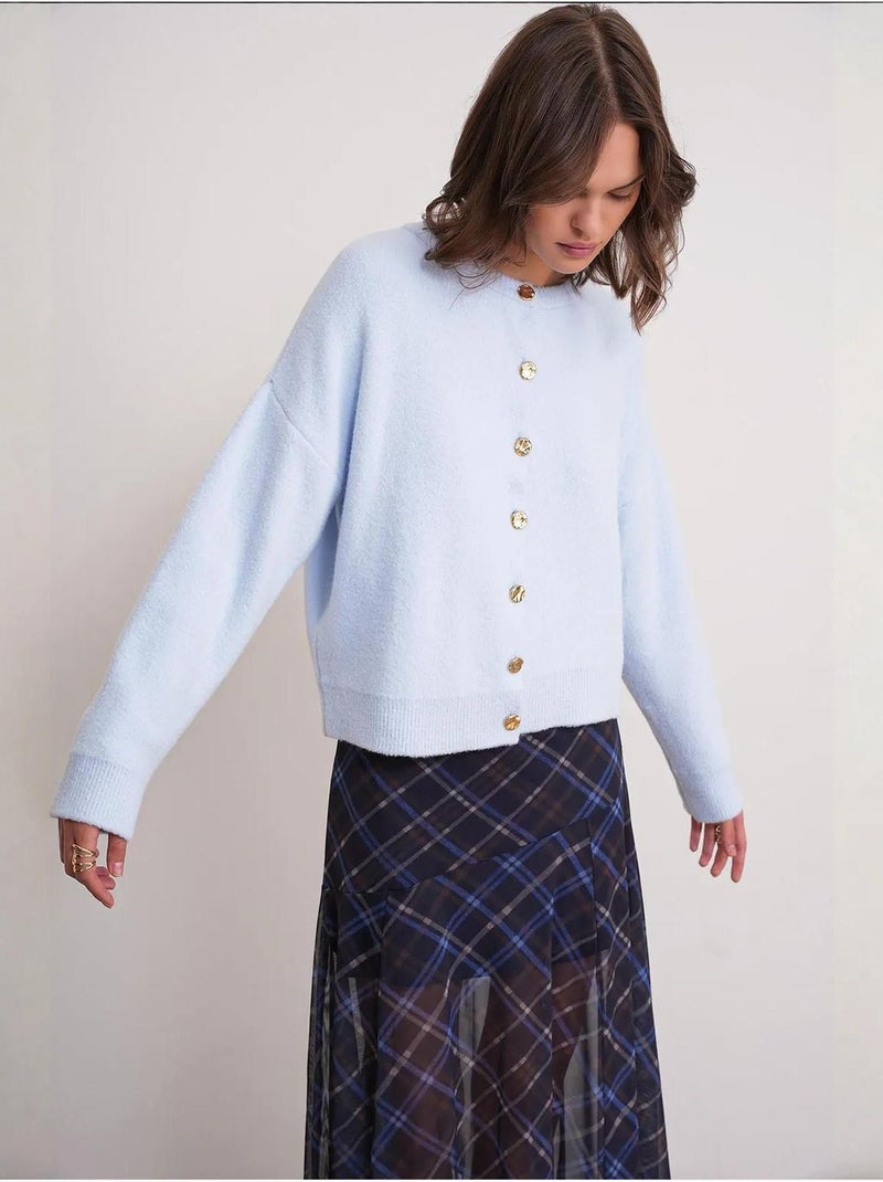 Cardigan a coste con bottoni mixray Blu cielo - Kiabi