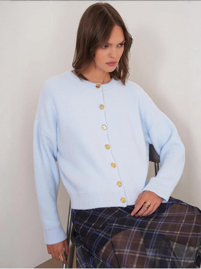 Cardigan a coste con bottoni mixray Blu cielo - Kiabi