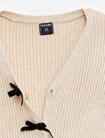 Cardigan a coste con fiocchi in velluto