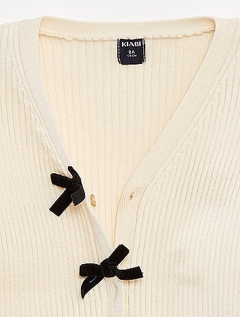 Cardigan a coste con fiocchi in velluto