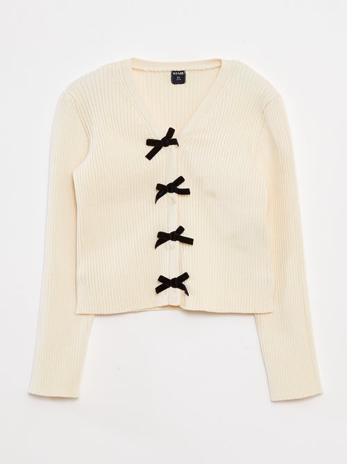 Cardigan a coste con fiocchi in velluto - Kiabi