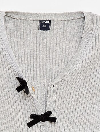 Cardigan a coste con fiocchi in velluto