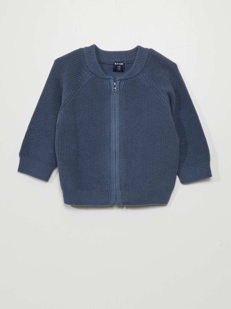 Cardigan a coste con zip BLU - Kiabi