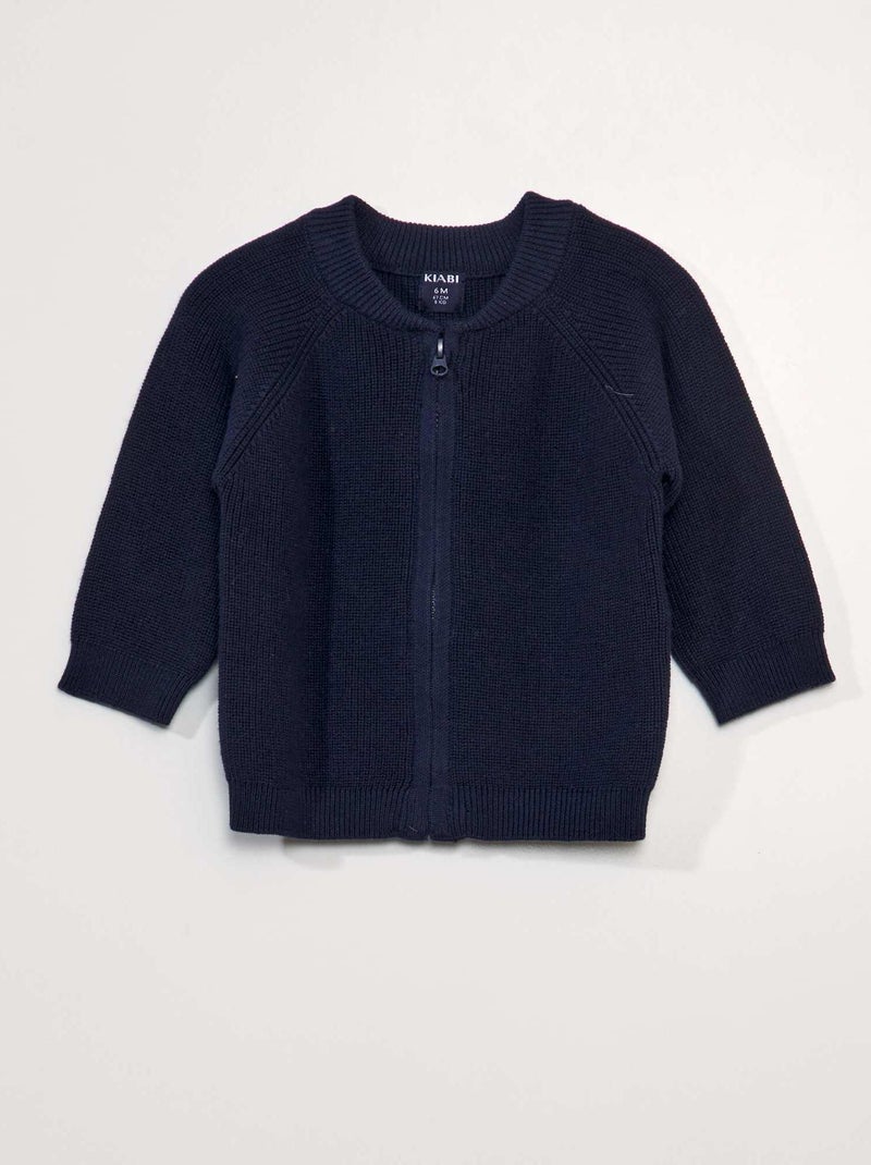 Cardigan a coste con zip NERO - Kiabi