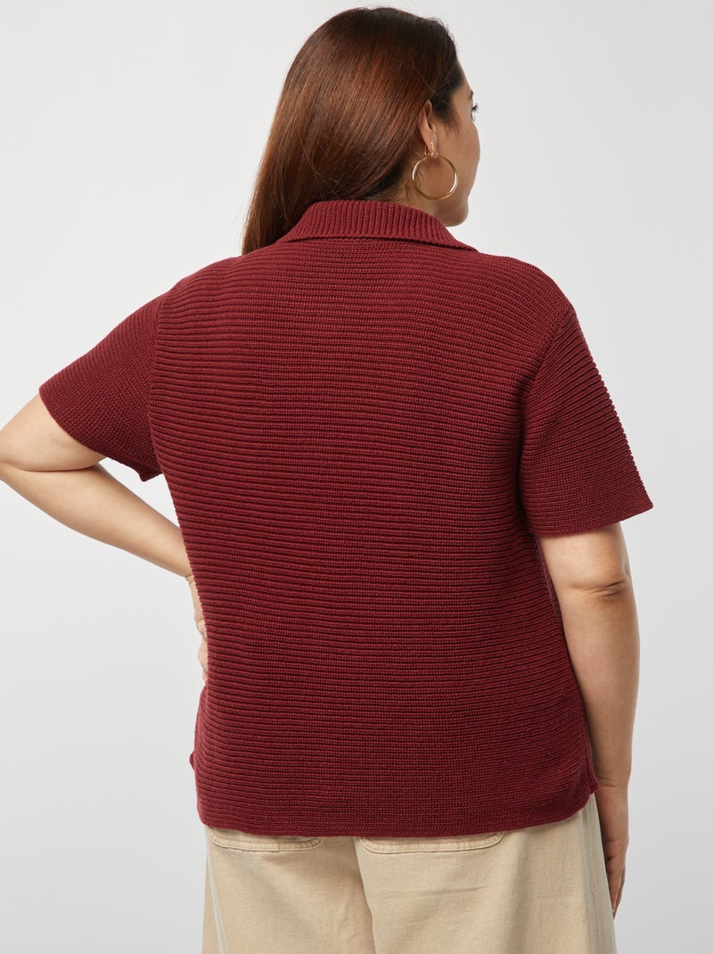Cardigan a coste e maniche corte Arancione - Kiabi