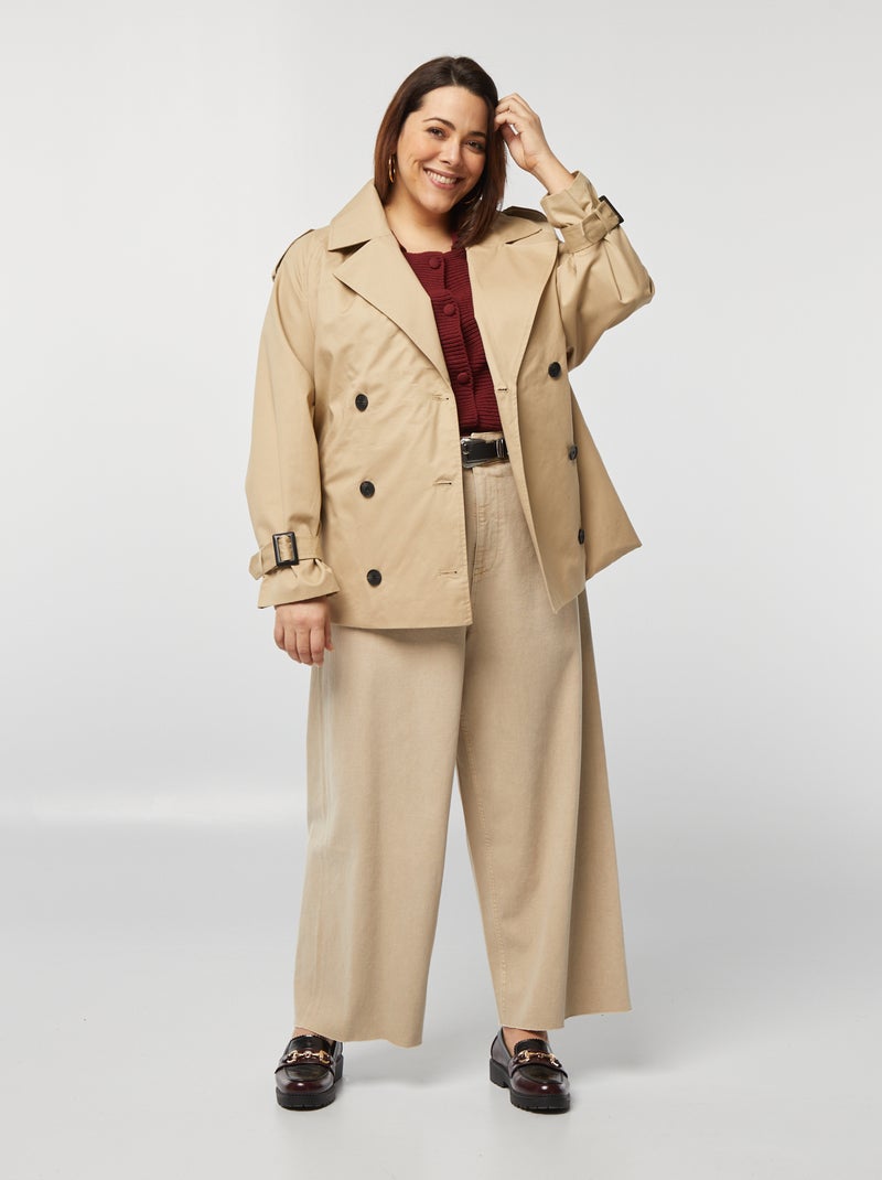 Cardigan a coste e maniche corte Arancione - Kiabi